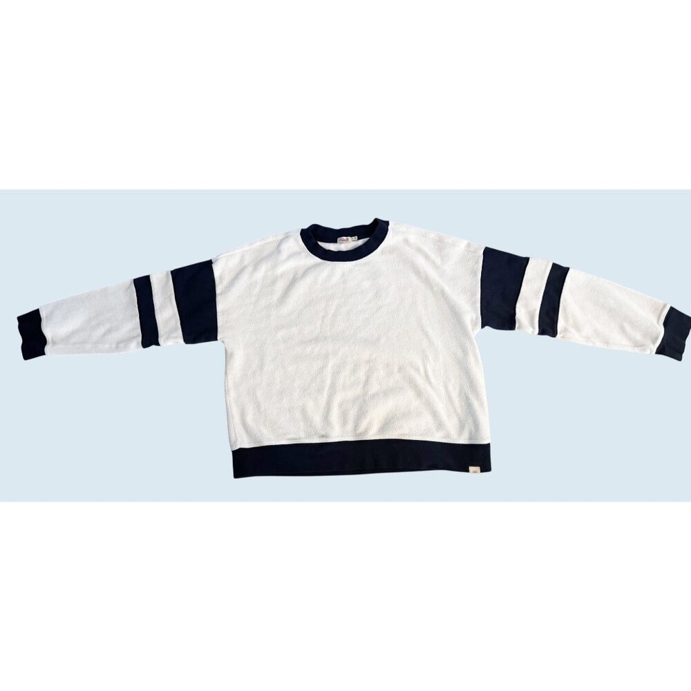 Faherty White and Navy Crewneck Sweatshirt - Picture 3 of 8